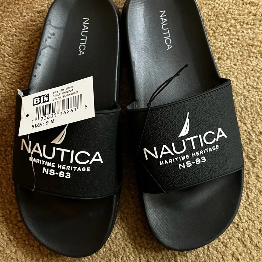Nautica/men’s NWT Black Nautica Slide Sandals Size 9